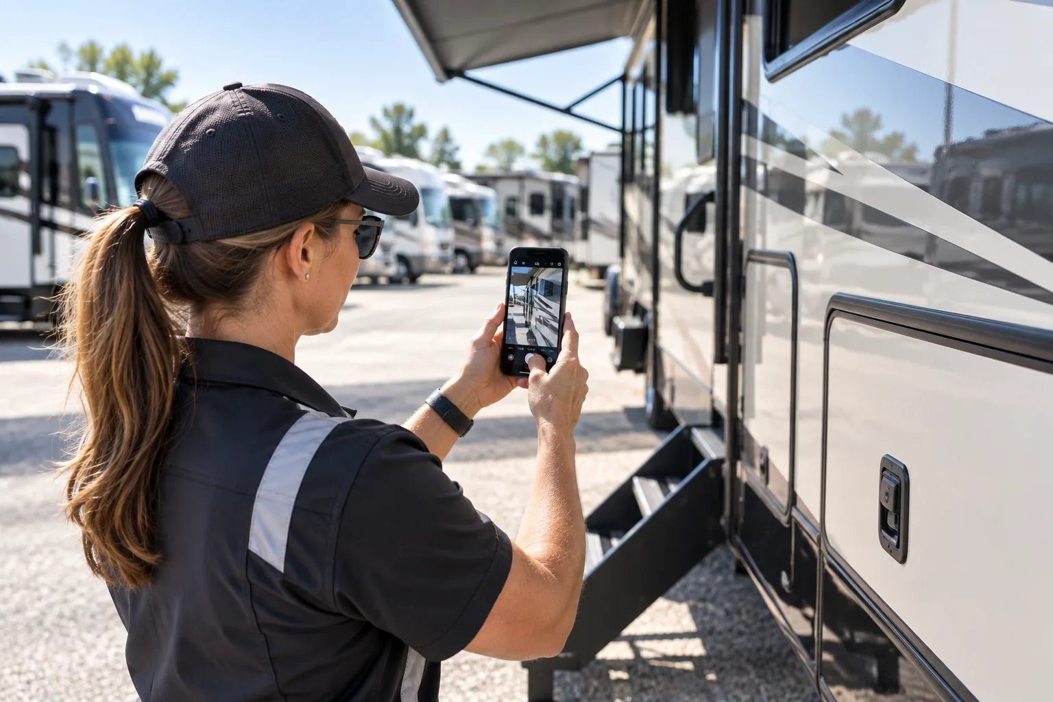 Field auditor using Crescendo Mobile to perform an RV inventory audit