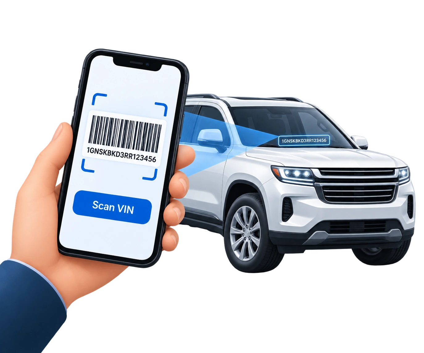 Dealer scanning a vehicle VIN using uFloorit